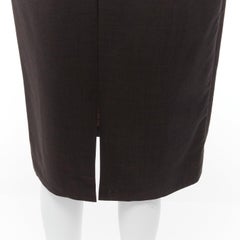 GUCCI Tom Ford Vintage Braune Wolle Mohair Mittlere Taille hinten geschlitzt Bleistiftrock IT40 S