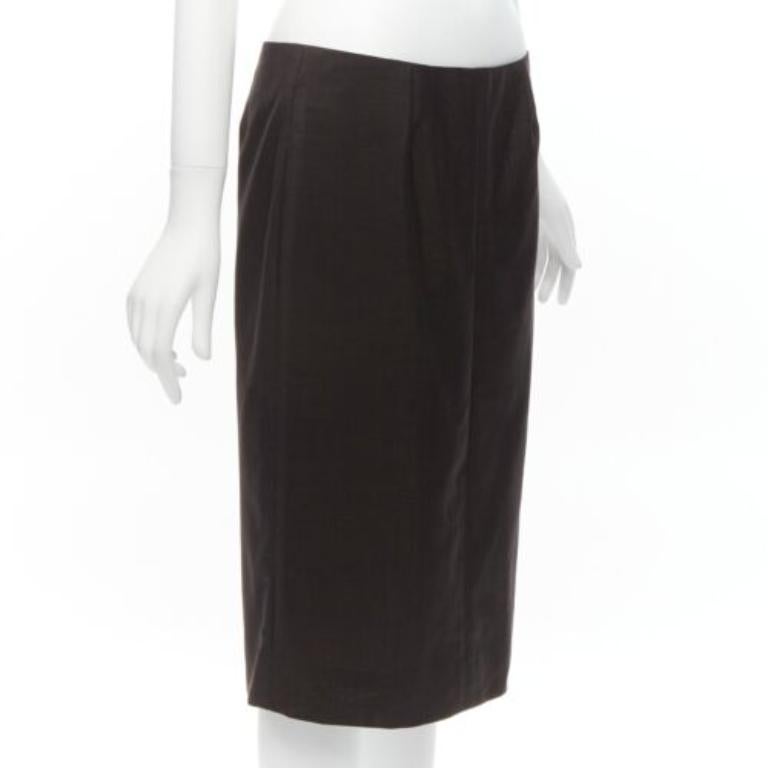GUCCI Tom Ford Vintage falda lápiz marrón de lana y mohair con cintura media y abertura trasera IT40 S Negro en venta
