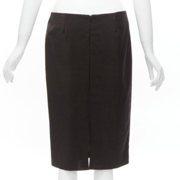 De las mujeres GUCCI Tom Ford Vintage falda lápiz marrón de lana y mohair con cintura media y abertura trasera IT40 S en venta