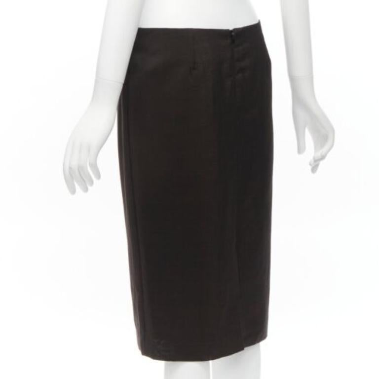 GUCCI Tom Ford Vintage falda lápiz marrón de lana y mohair con cintura media y abertura trasera IT40 S en venta 1