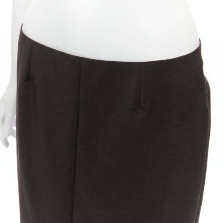 GUCCI Tom Ford Vintage falda lápiz marrón de lana y mohair con cintura media y abertura trasera IT40 S en venta 2