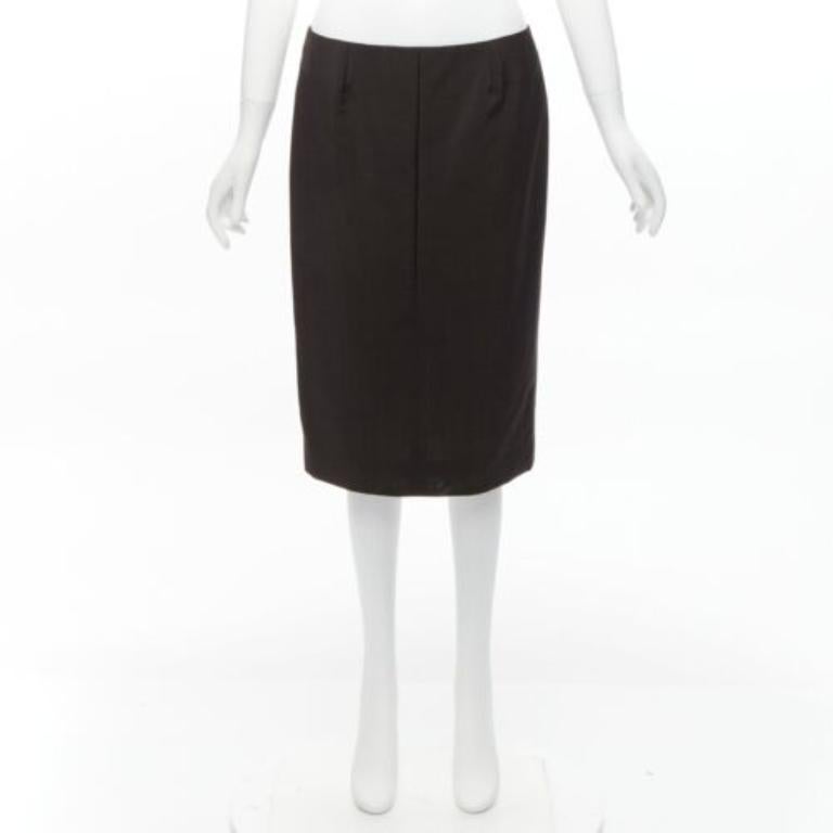 GUCCI Tom Ford Vintage falda lápiz marrón de lana y mohair con cintura media y abertura trasera IT40 S en venta 4