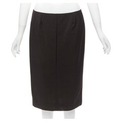 GUCCI Tom Ford Vintage falda lápiz marrón de lana y mohair con cintura media y abertura trasera IT40 S