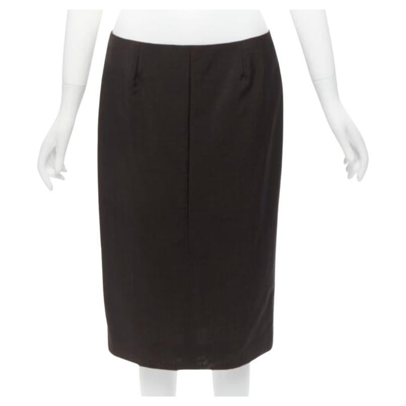 GUCCI Tom Ford Vintage jupe crayon taille moyenne en laine mohair marron fendue dans le dos IT40 S