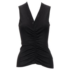 GUCCI Tom Ford Vintage cashmere blend rhinestone GG logo monogram gathered vest