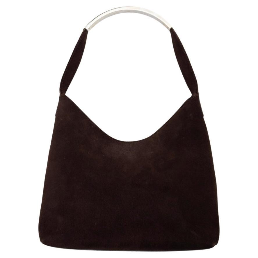 Gucci Tom Ford Vintage Sac en daim marron chocolaté avec anse en métal