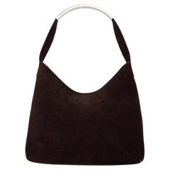 Gucci Tom Ford Vintage Sac en daim marron chocolaté avec anse en métal