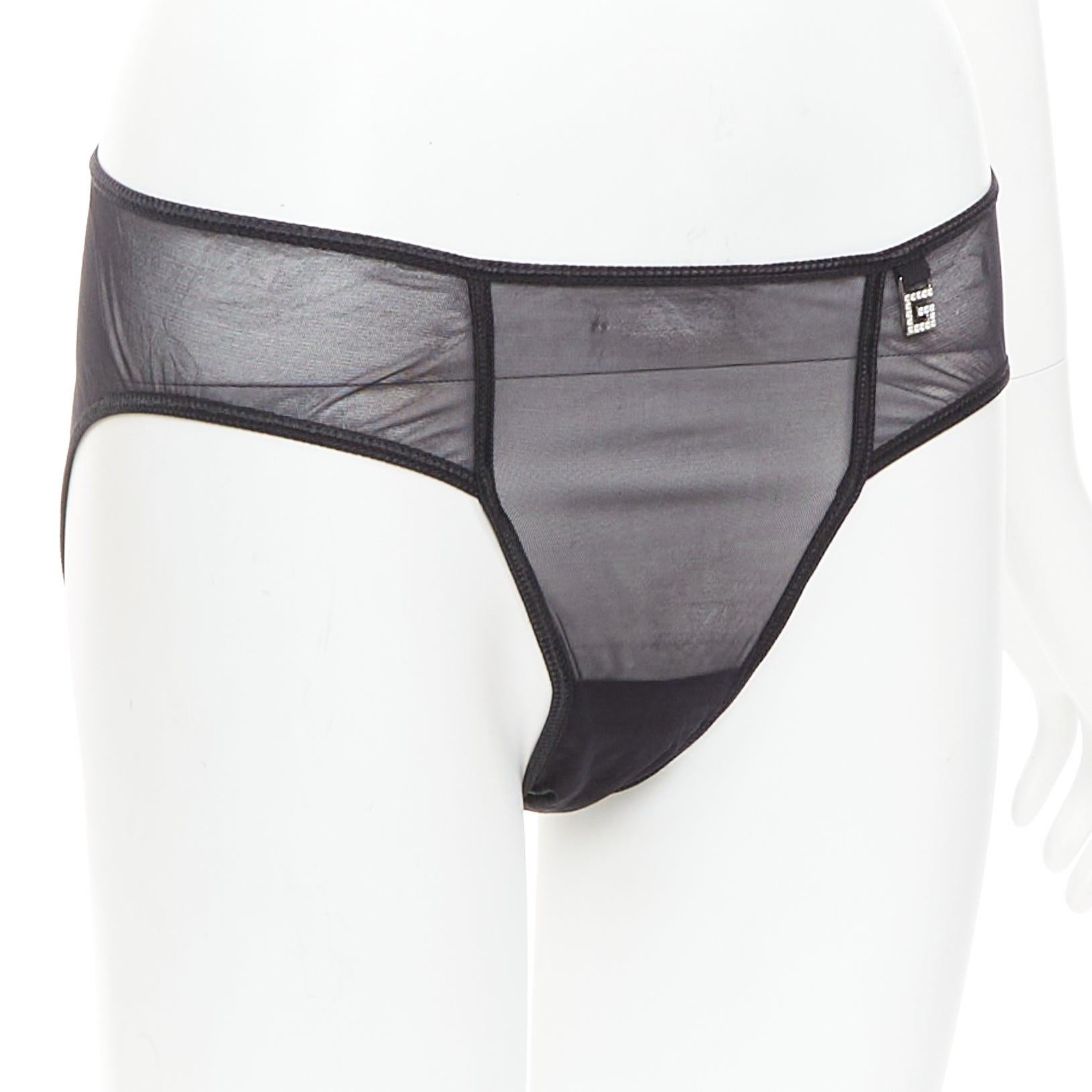 Gray GUCCI Tom Ford Vintage crystal G logo sheer bottom underwear S For Sale