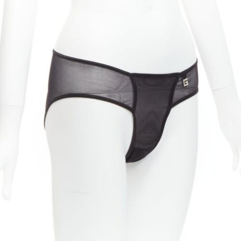 Gray GUCCI Tom Ford Vintage crystal G logo sheer bottom underwear S