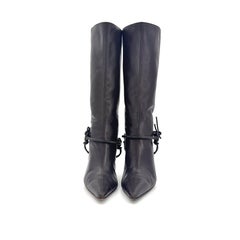 Botas Gucci Tom Ford Vintage Otoño-Invierno 1999 con diseño «Horsebit Harness», marrón oscuro y punta afilada, talla 7