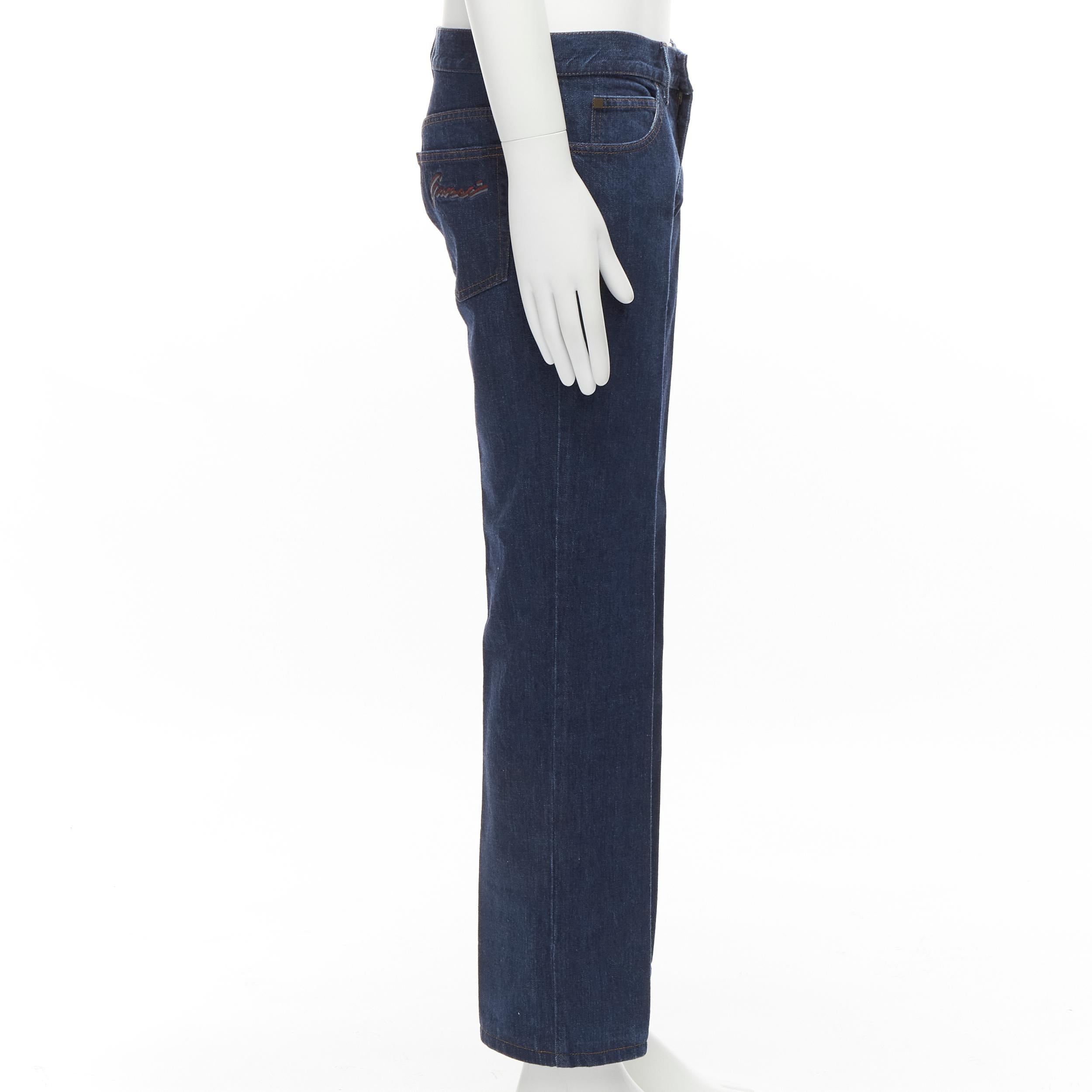 GUCCI Tom Ford Vintage GG Logo corsivo ricamato jeans blu IT48 M In condizioni buone in vendita a Hong Kong, NT
