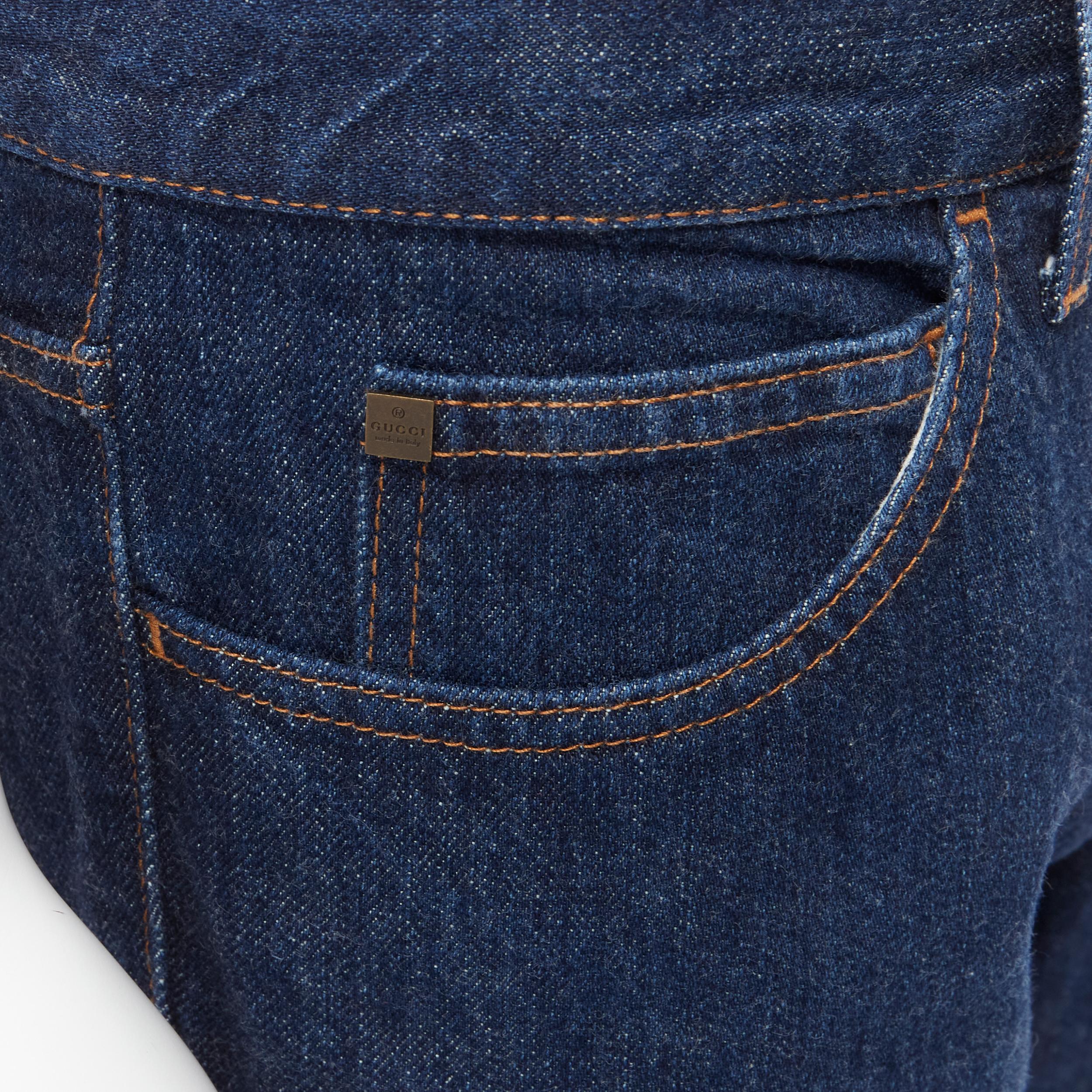 Gucci - jean bleu brodé avec logo incurvé GG, taille IT 48, vintage en vente 3