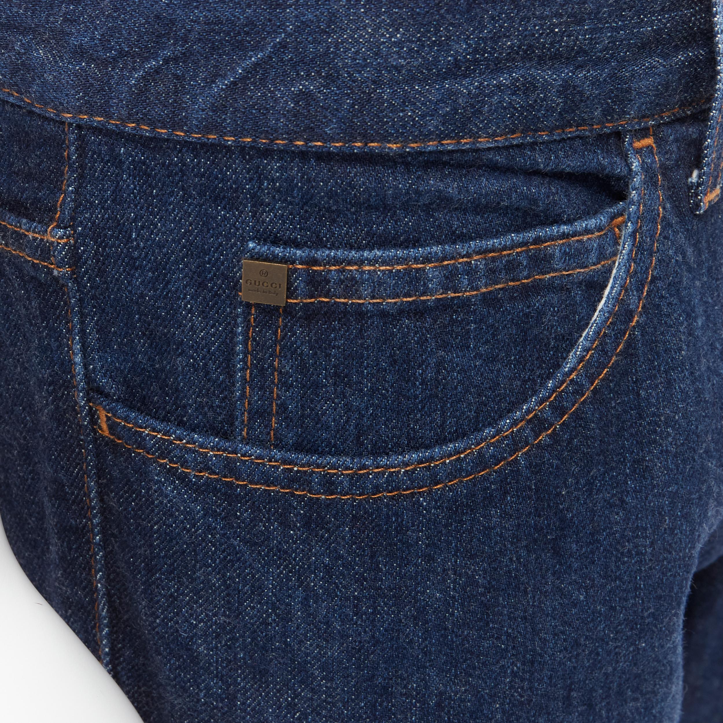 GUCCI Tom Ford Vintage GG Logo corsivo ricamato jeans blu IT48 M in vendita 2