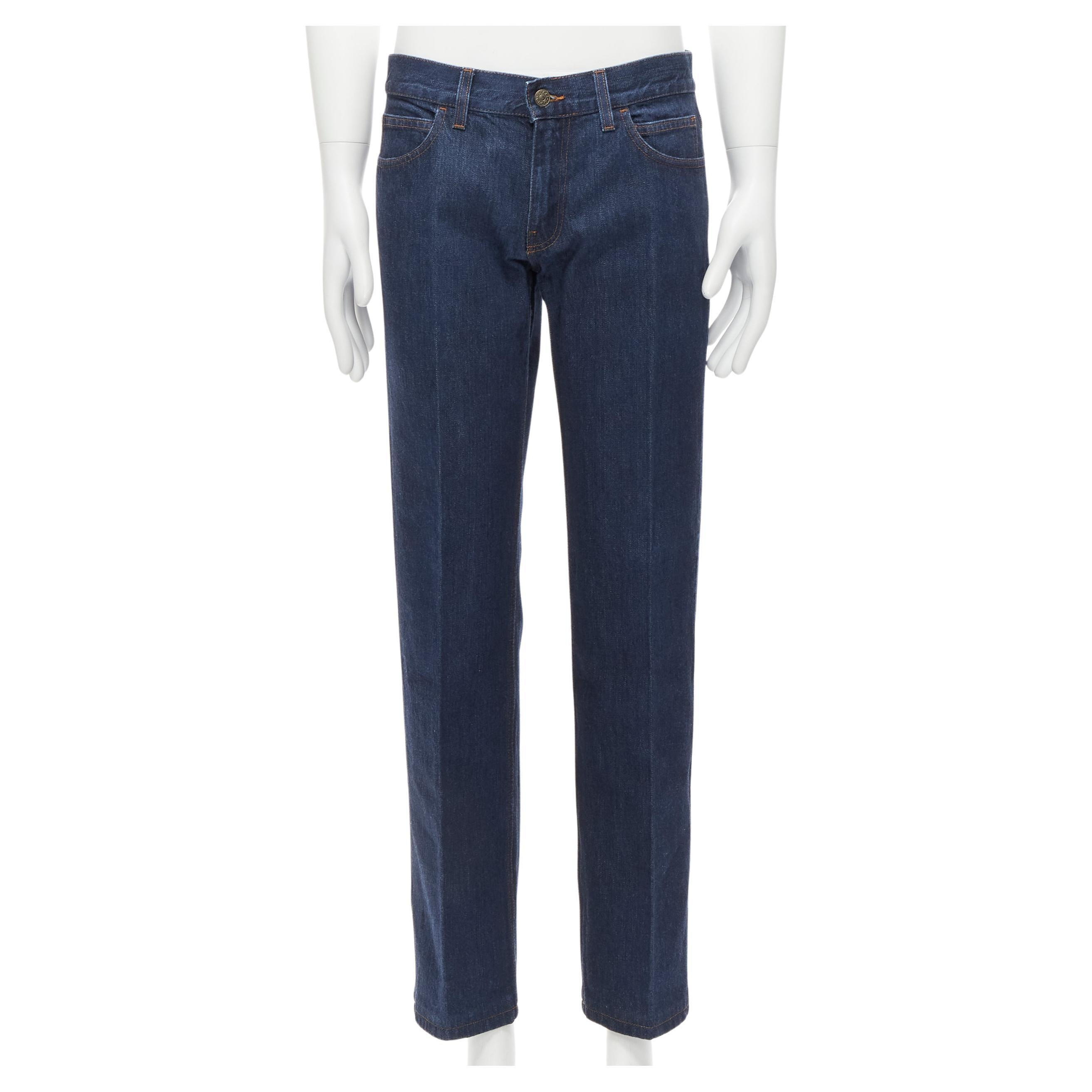 GUCCI Tom Ford Vintage GG Logo corsivo ricamato jeans blu IT48 M in vendita