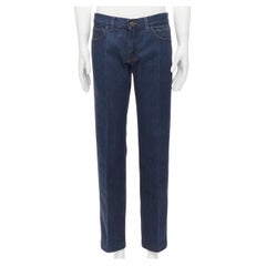 GUCCI Tom Ford Vintage GG Cursive logo embroidered blue jeans IT48 M