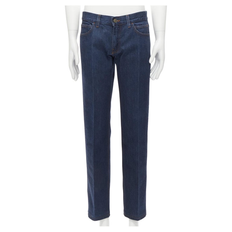 GUCCI Tom Ford Vintage GG Cursive logo embroidered blue jeans IT48 