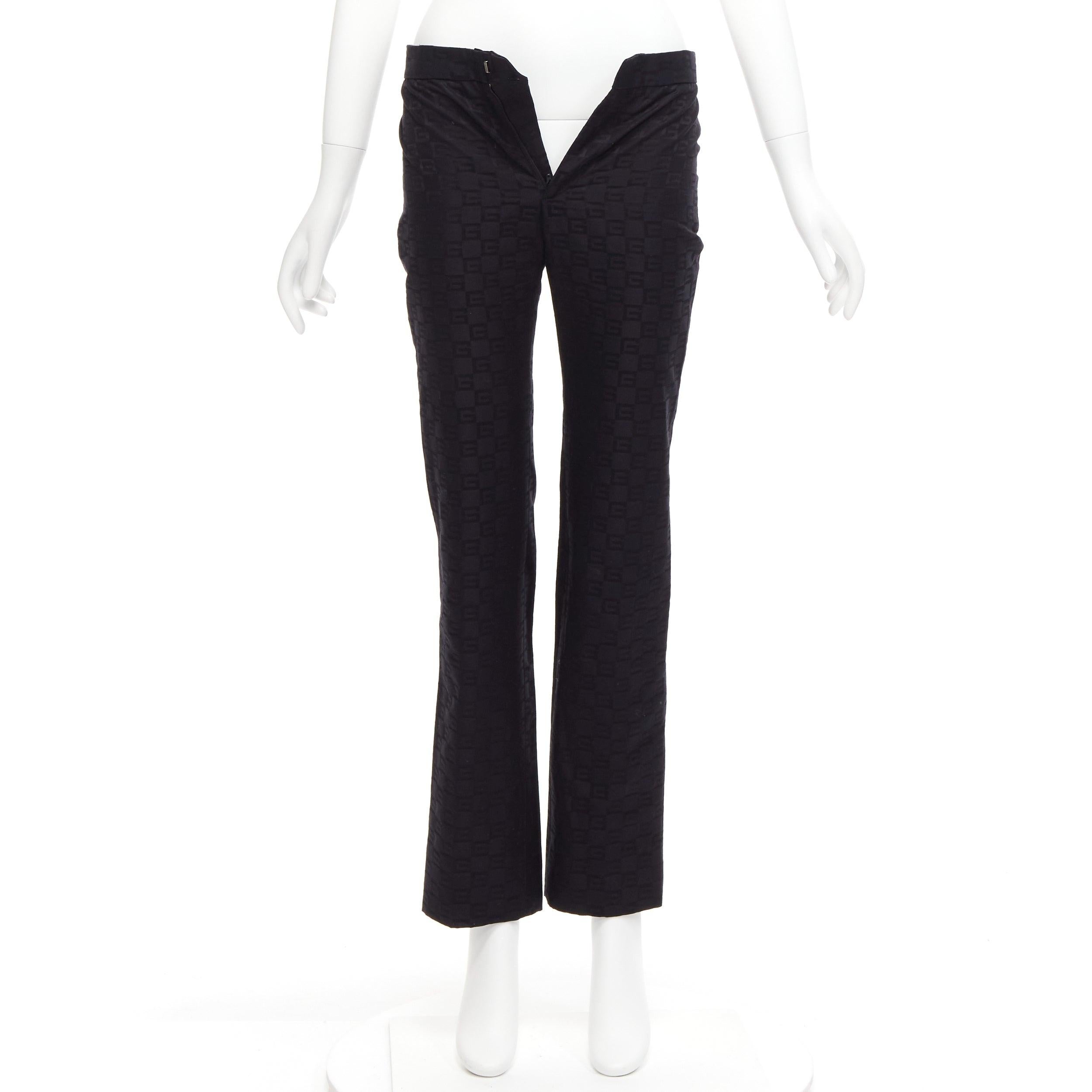 GUCCI Tom Ford Vintage GG monogram straight trousers pants IT38 XS For Sale 4