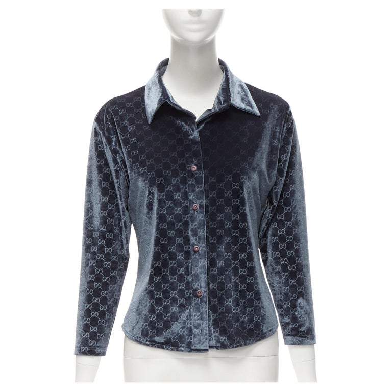 GUCCI Tom Ford Vintage GG monogram velour cropped shirt XS For Sale at ...