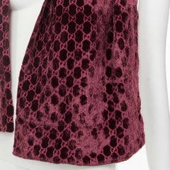 GUCCI TOM FORD Vintage GG monogram velvet damask silk lined purple scarf