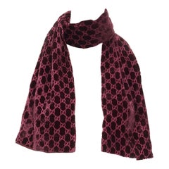 GUCCI TOM FORD Vintage GG monogram velvet damask silk lined purple scarf