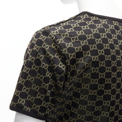 GUCCI TOM FORD Vintage gold black GG monogram logo crew neck ringer top