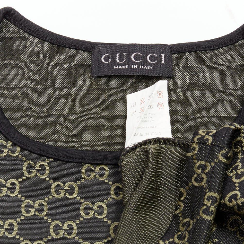 GUCCI TOM FORD Vintage gold black GG monogram logo crew neck ringer top For Sale 4