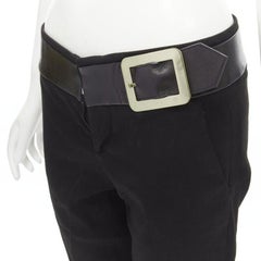 GUCCI TOM FORD Vintage gold buckle leather trim waist minimalist pants S