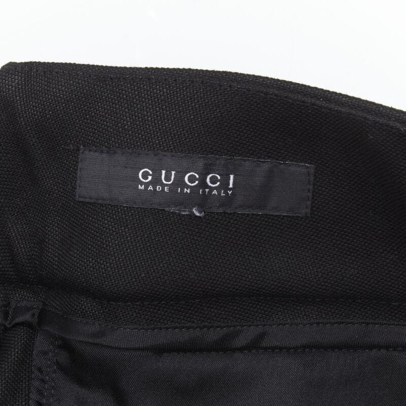 GUCCI TOM FORD Vintage minimalistische Hose mit goldener Schnalle und Lederbesatz an der Taille S im Angebot 4