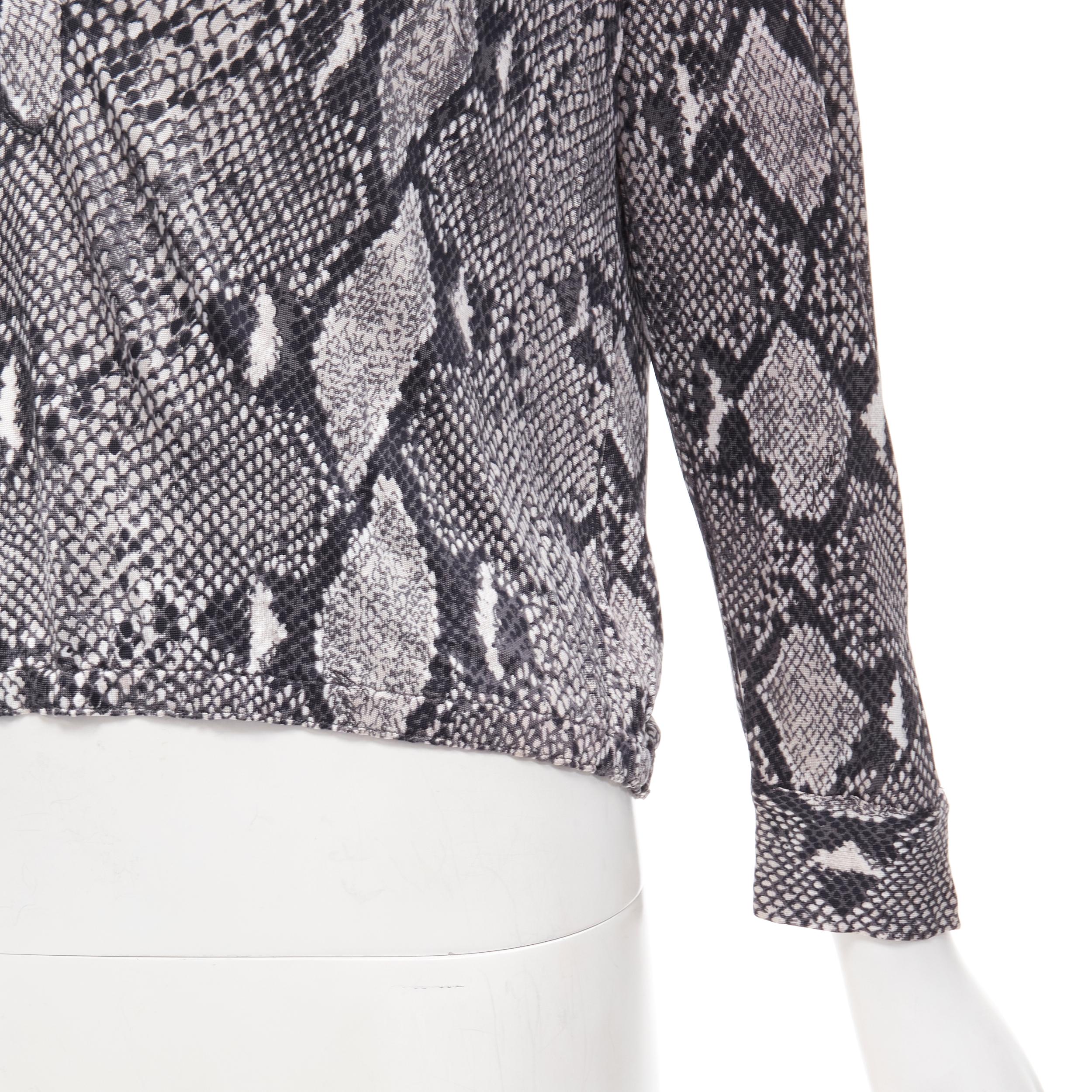 GUCCI TOM FORD Vintage grey python print plunge neck blouse shirt IT38 XS 4