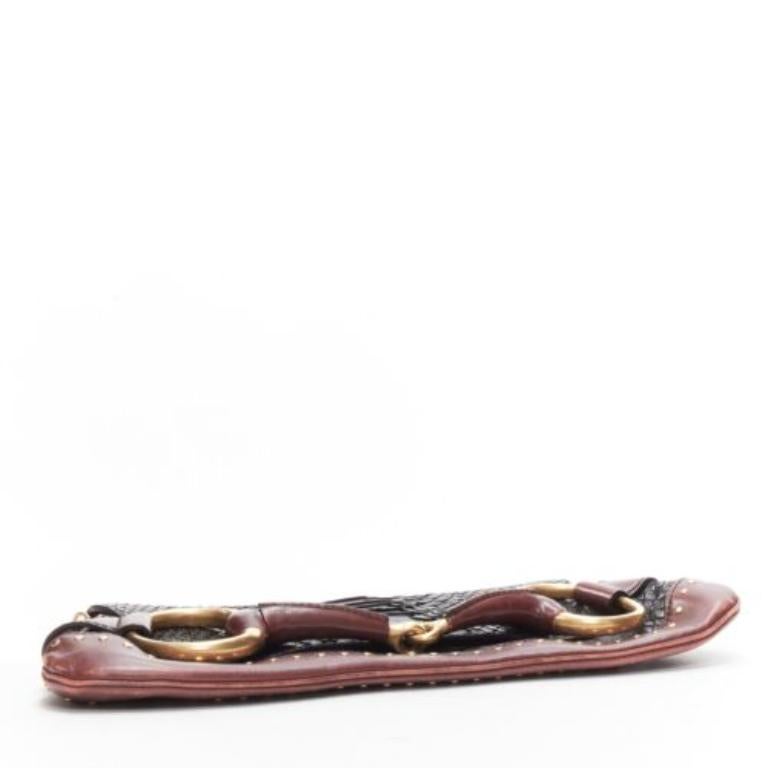 GUCCI Tom Ford Vintage Horsebit black leather gold buckle shoulder chain bag In Good Condition In Hong Kong, NT
