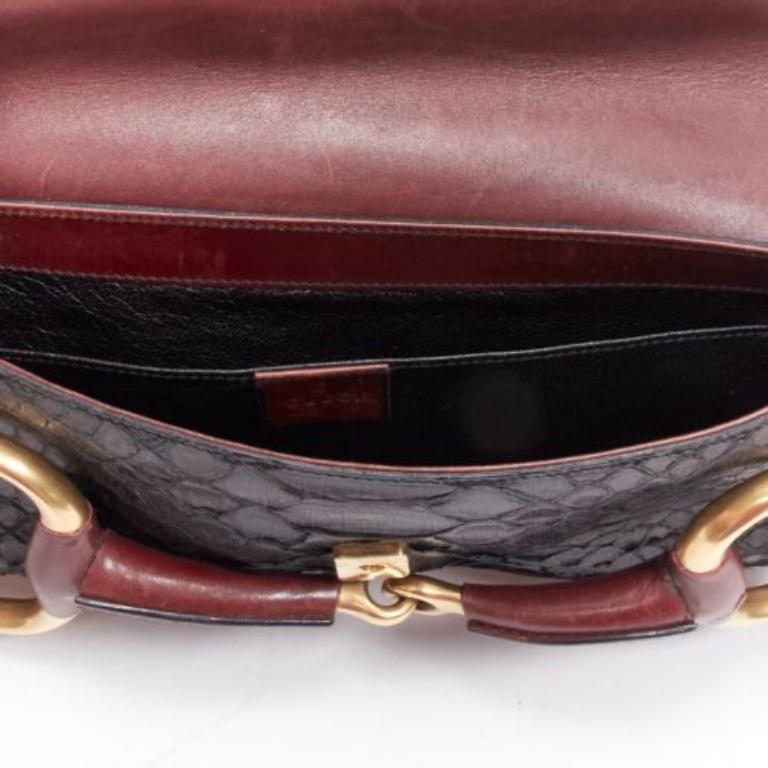 GUCCI Tom Ford Vintage Horsebit black leather gold buckle shoulder chain bag 2