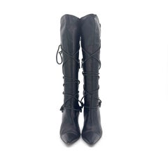 Bottes Gucci Tom Ford vintage à talon, style « Horsebit Harness », montant jusqu'aux genoux, bout pointu, taille 37,5