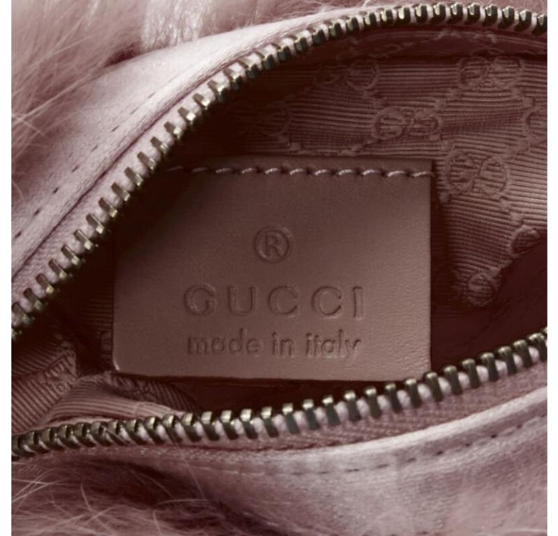 GUCCI TOM FORD Vintage mauve pink fur half moon loop through handle mini bag 6