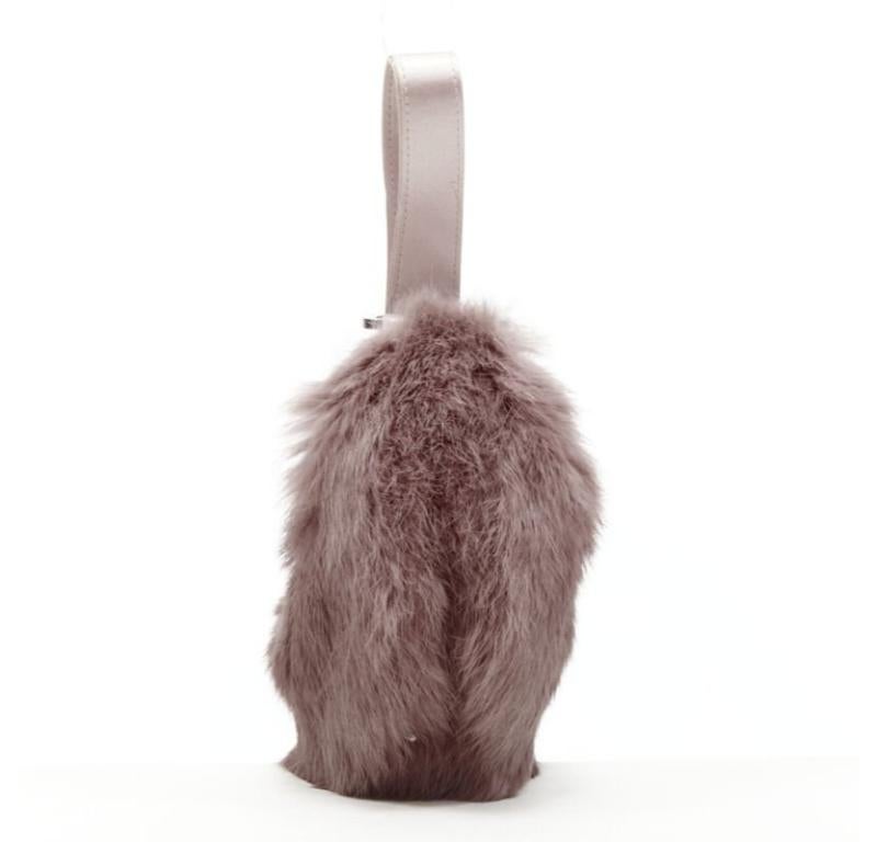 GUCCI TOM FORD Vintage mauve pink fur half moon loop through handle mini bag In Excellent Condition In Hong Kong, NT