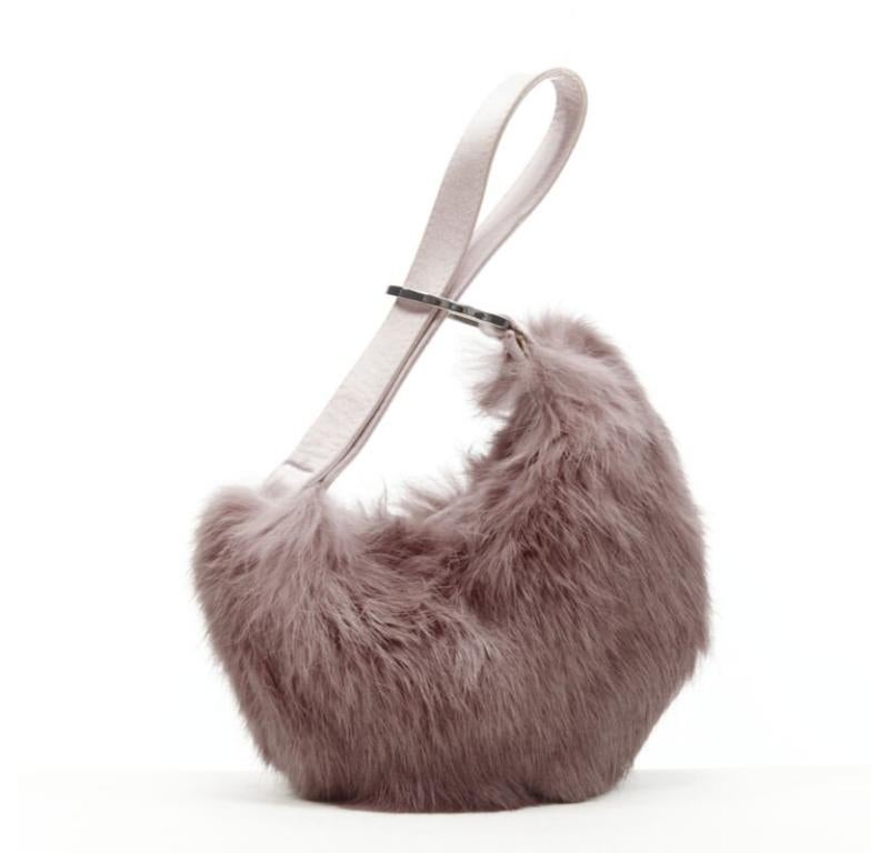 Women's GUCCI TOM FORD Vintage mauve pink fur half moon loop through handle mini bag