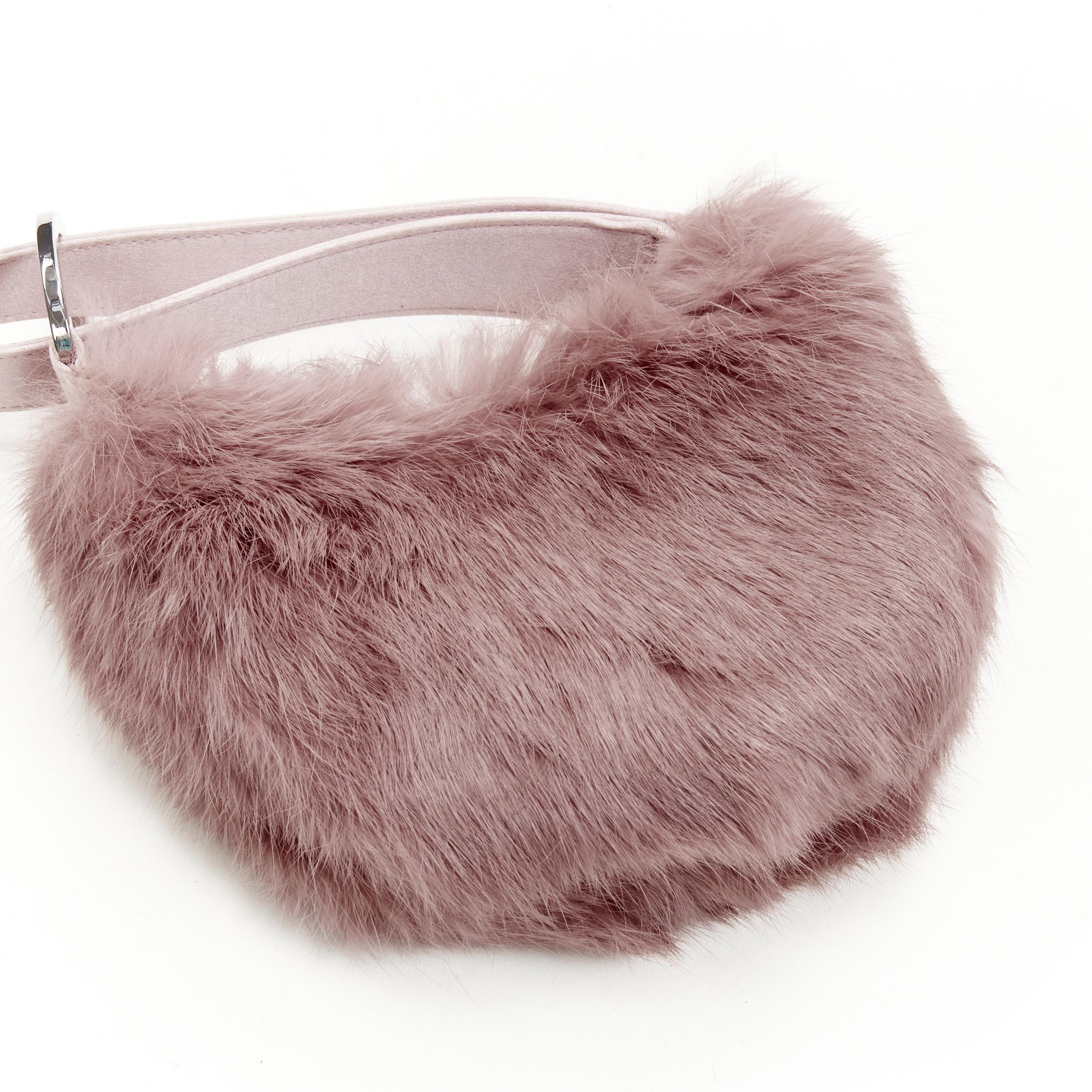 Women's GUCCI TOM FORD Vintage mauve pink fur half moon loop through handle mini bag For Sale