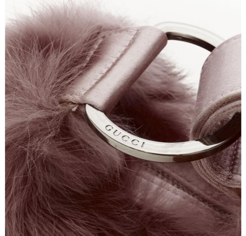 GUCCI TOM FORD Vintage mauve pink fur half moon loop through handle mini bag 4