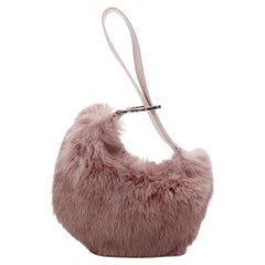 GUCCI TOM FORD Used mauve pink fur half moon loop through handle mini bag