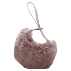 GUCCI TOM FORD Vintage mauve pink fur half moon loop through handle mini bag