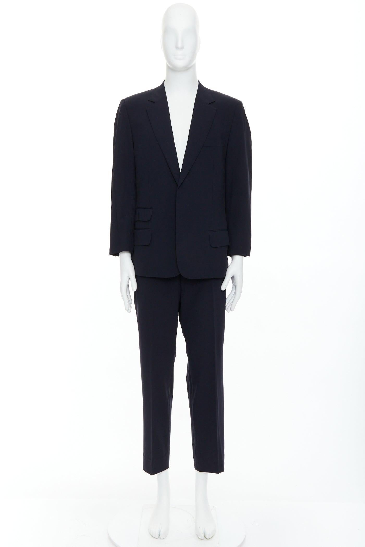 GUCCI Tom Ford Vintage navy wool GG monogram lined blazer IT50 L For Sale 7