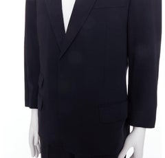 GUCCI Tom Ford Vintage navy wool GG monogram lined blazer IT50 L