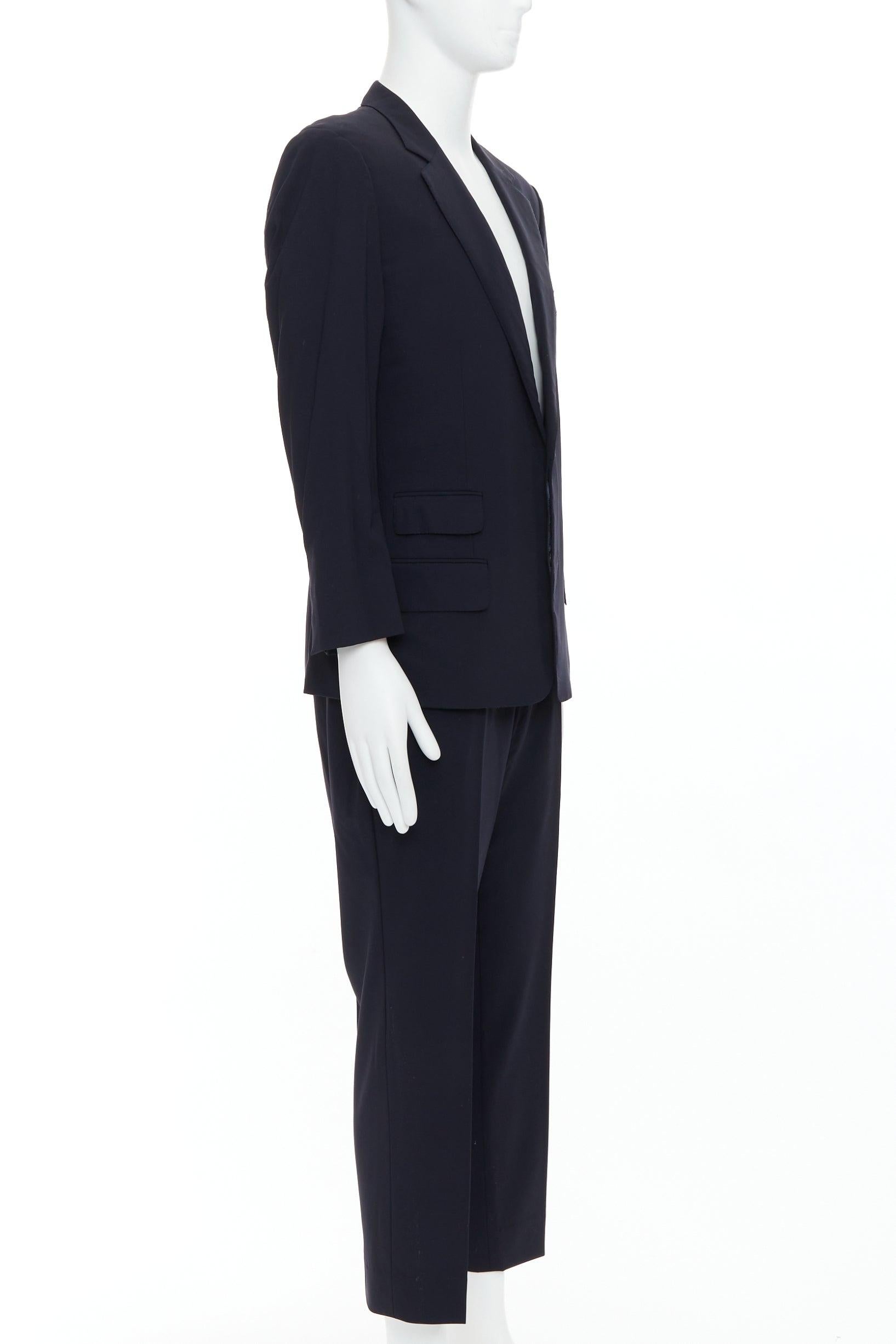 Black GUCCI Tom Ford Vintage navy wool GG monogram lined blazer IT50 L For Sale