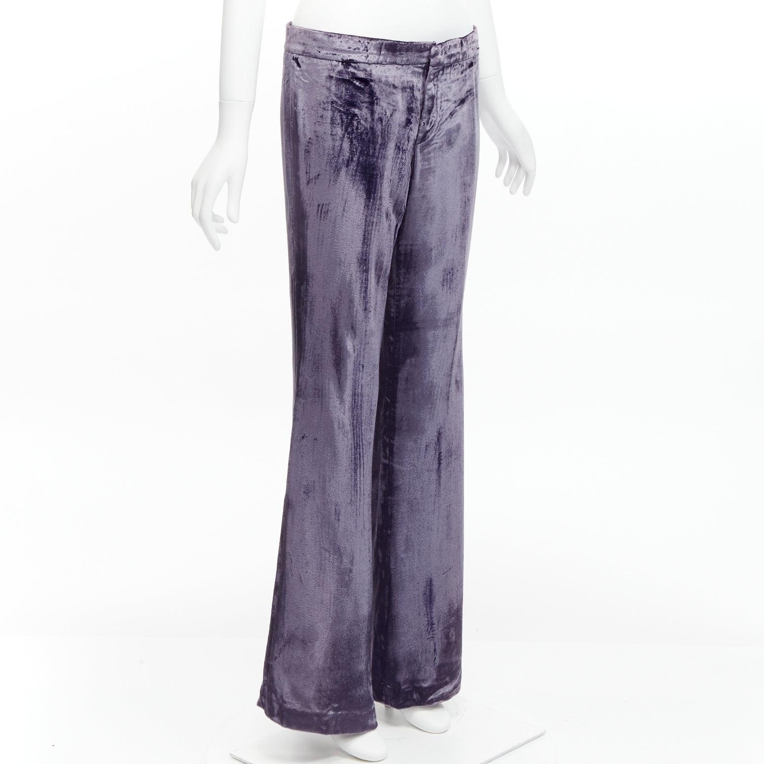 GUCCI Tom Ford Vintage purple velvet low waist flared pants IT40 S In Good Condition For Sale In Hong Kong, NT