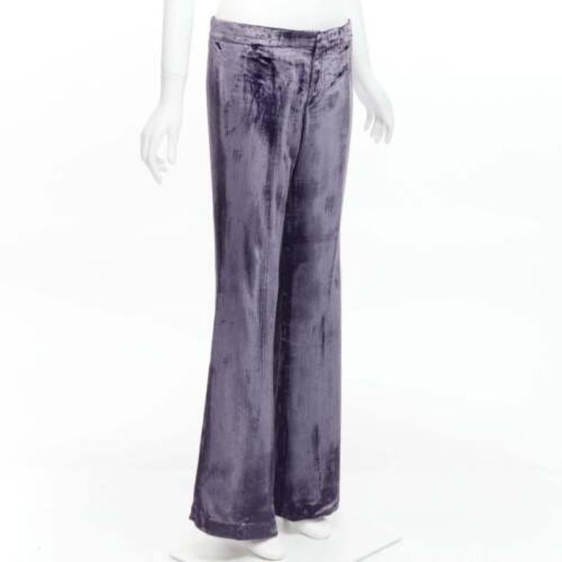 Gray GUCCI Tom Ford Vintage purple velvet low waist flared pants IT40 S For Sale