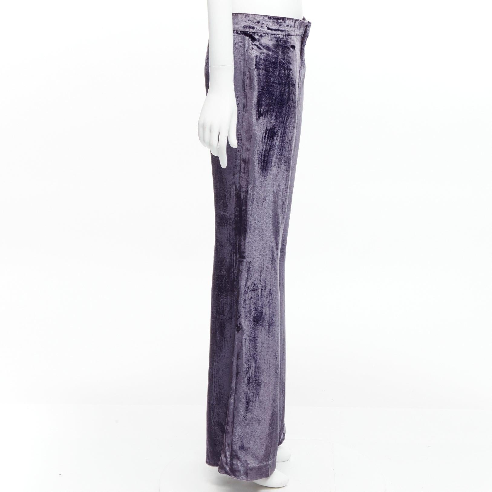 GUCCI Tom Ford Vintage purple velvet low waist flared pants IT40 S In Good Condition In Hong Kong, NT
