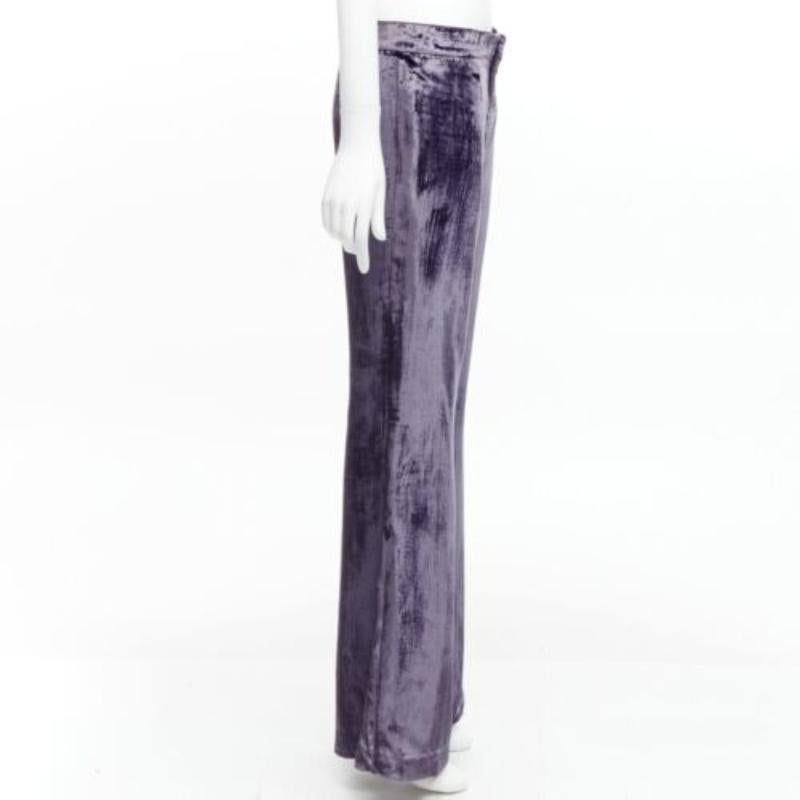GUCCI Tom Ford Vintage purple velvet low waist flared pants IT40 S In Good Condition For Sale In Hong Kong, NT