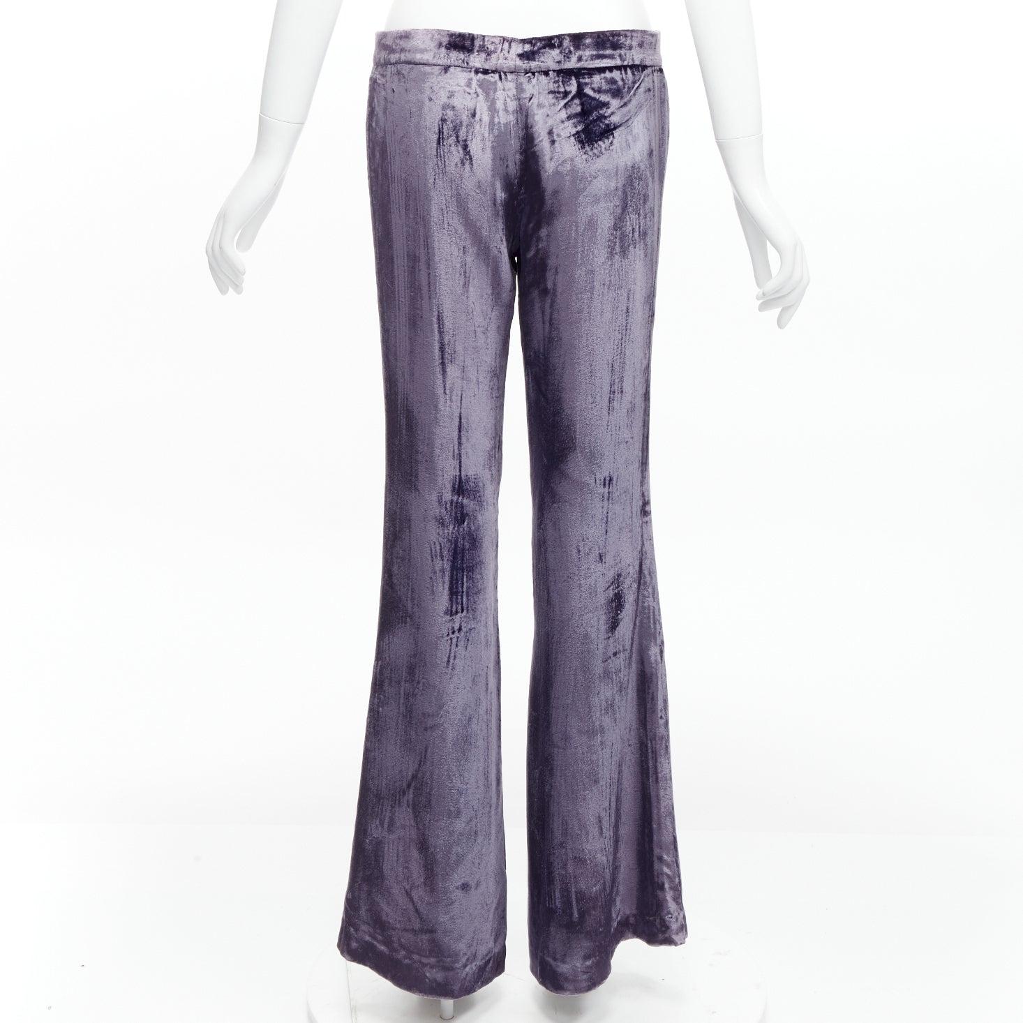 GUCCI Tom Ford Vintage purple velvet low waist flared pants IT40 S For Sale 1