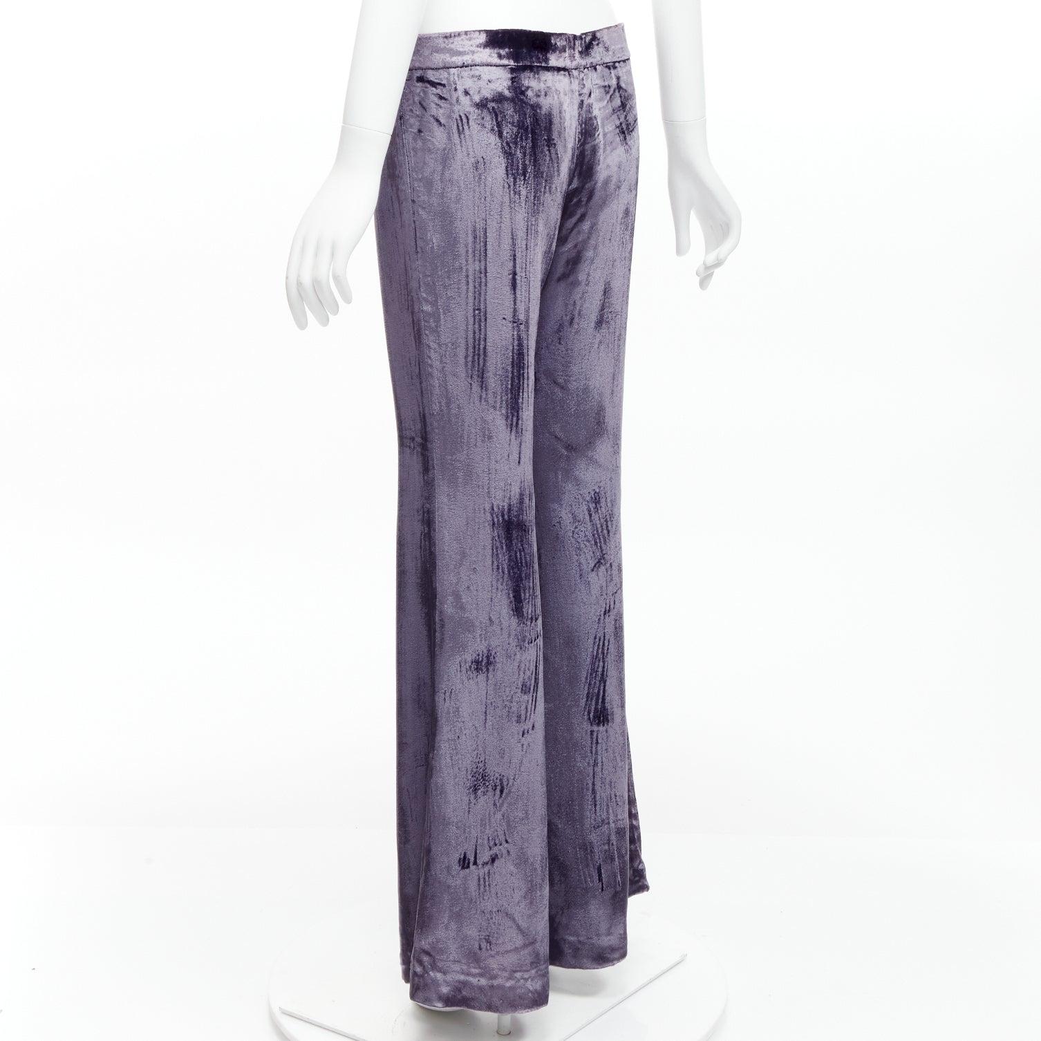 GUCCI Tom Ford Vintage purple velvet low waist flared pants IT40 S For Sale 2