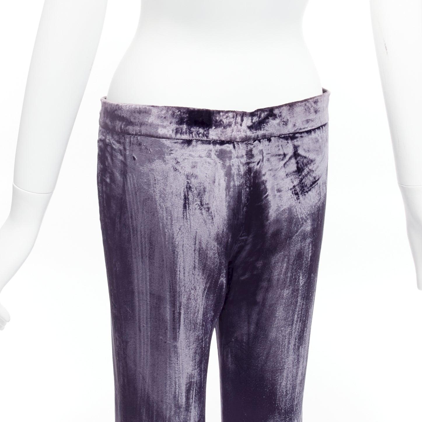 GUCCI Tom Ford Vintage purple velvet low waist flared pants IT40 S For Sale 4