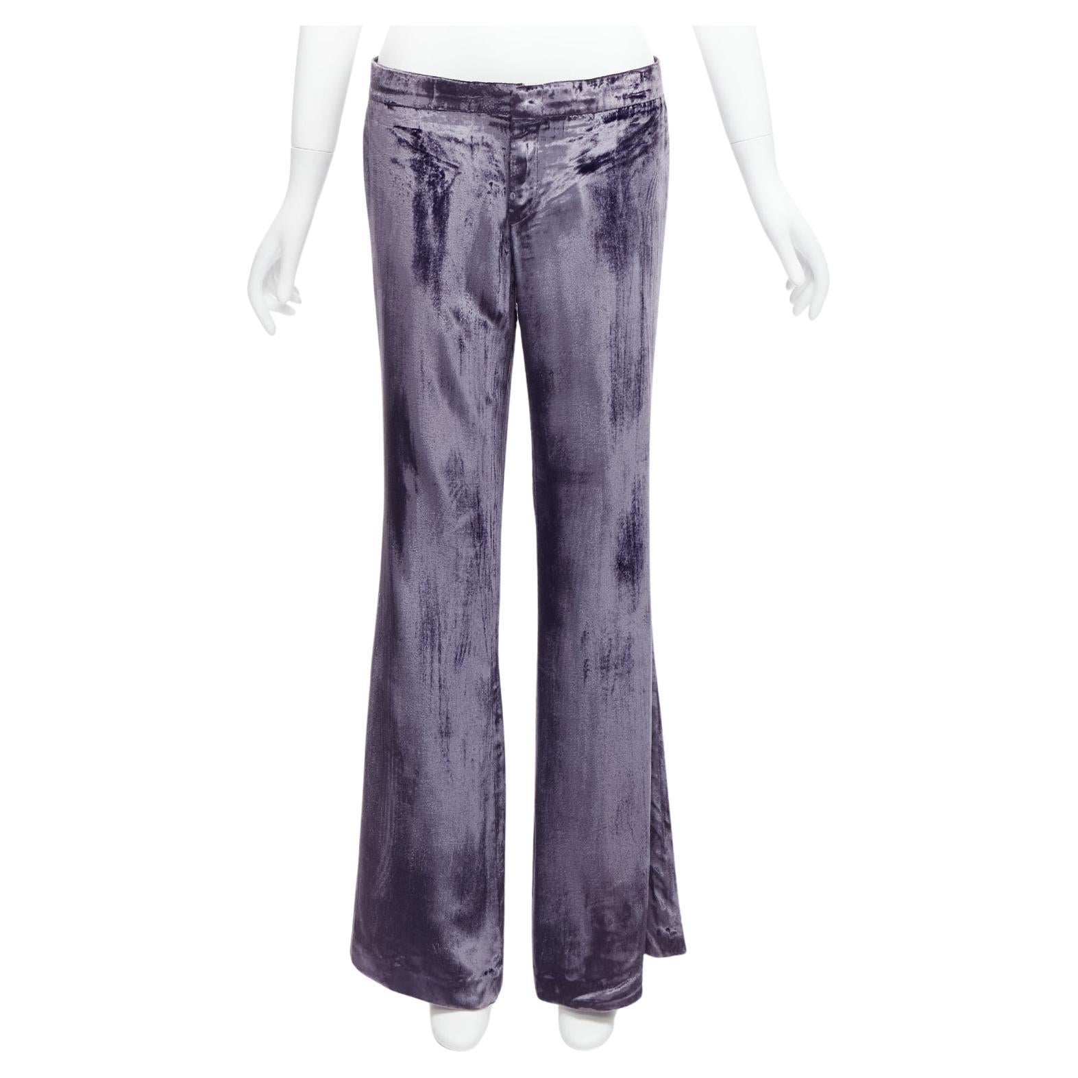 GUCCI Tom Ford Vintage purple velvet low waist flared pants IT40 S For Sale
